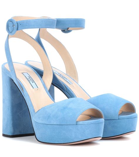 prada suede platform sandals blue|Prada studded pony skin sandals.